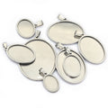 Stainless Steel Oval Pendant Trays Jewelry Making Components view 3
