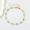 Gold Tone Multicolor Round Evil Eye Link Chain Bracelets view 3
