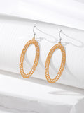 Silver Tone Long Oval Openwork Hook Earrings in Five Colors view 3