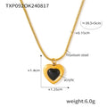 Gold Heart Black Acrylic Center Stud Earrings And Necklace view 7