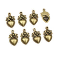 Floral Heart Charms in Antique Bronze and Silver Tones view 5
