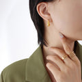 Gold Or Silver Hammered U Hoop Earrings Textured Metal view 4