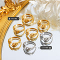 OK Hand Gesture Open Ring Gold and Steel Tone Metal view 2