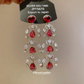 Red Crystal Heart and Teardrop Cascade Earrings Jewelry Accessory view 3