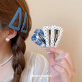 Fabric Geometric Snap Hair Clip Denim Plaid 3 Styles view 1