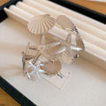 Starfish and Scallop Shell Open Cuff Arm Bands Metal view 6