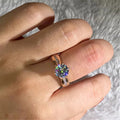Iridescent Round Solitaire Pave Ring In Silver And Rose Tones view 3