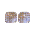 Crystal Pave Geometric Stud Earrings in Two Shapes view 5