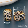 Leopard Pattern Wide Hinged Hoop Earrings In Two Metal Tones view 4