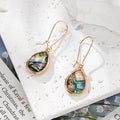 Iridescent Cabochon Drop Earrings Gold Bezels 8 Shape Styles view 10