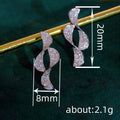 Silver Twisted Ribbon Geometric Pave CZ Stud Earrings view 4