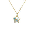 Gold Tone White Starfish Blue And Clear Stone Pendant Necklace view 5