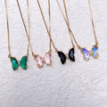 Faceted Butterfly Pendant Necklace in Polished Metal view 3