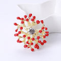 Red Coral Branch Brooch with Clear Crystal Cluster view 6