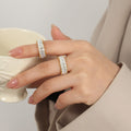 Gold Full Eternity Baguette Clear Stone Band Rings view 3
