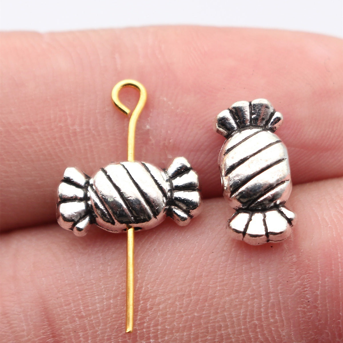 14x6.6x5.4mm 1.6g Antique Silver Tone Zinc Alloy Candy Loose Metal Beads for DIY Bracelet Jewelry
