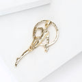 Gold Rhythmic Gymnast Brooch Blue Enamel Leotard Hoop Pin view 4
