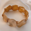 Textured Irregular Flat Link Stretch Bracelet In Gold Or Silver Tone view 4