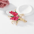 Pink Gold Tone Wheat Crystal Pearl Look Metal Brooch Pin view 5