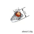 Antique Silver Floral Ring Orange Round Center Stone Metal view 4
