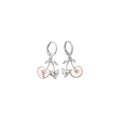 Pink Cherry and Heart Charm Huggie Hoop Drop Earrings view 5