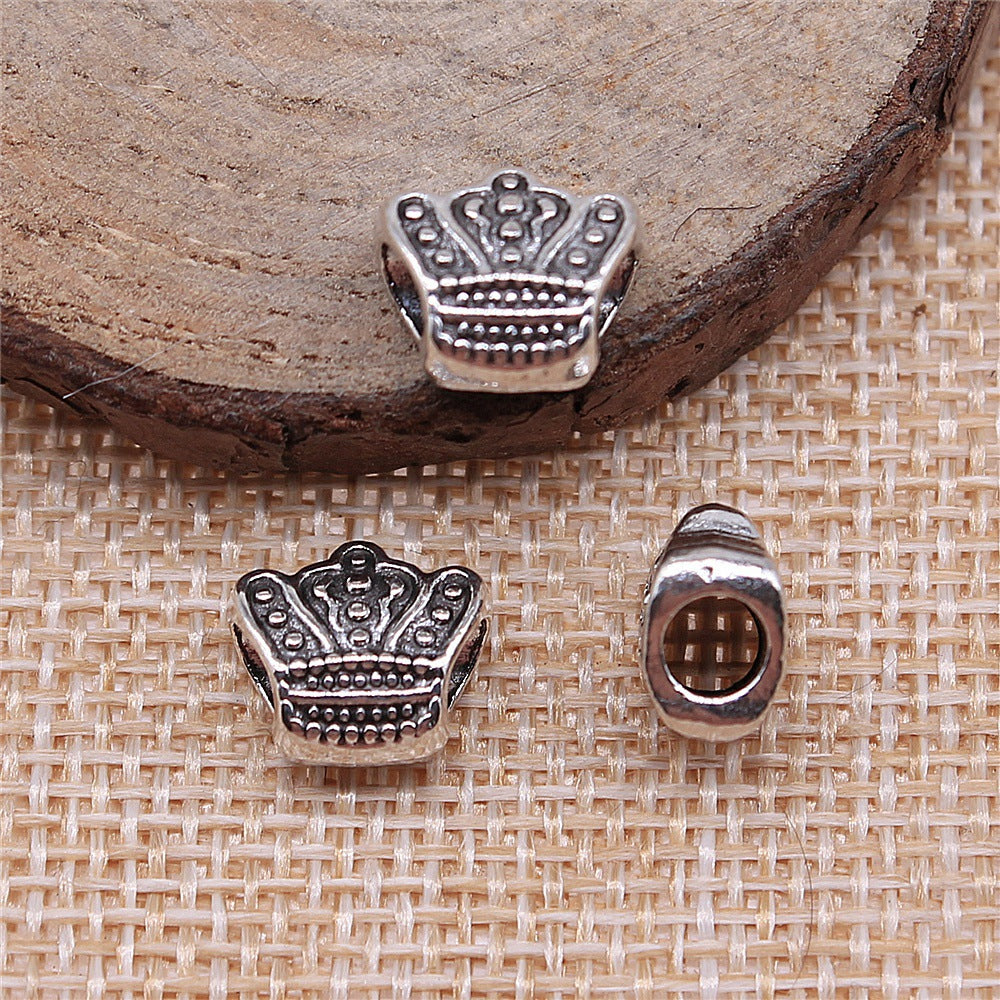 11x10x6mm 1.6g Antique Silver Zinc Alloy Crown Large Hole Beads for DIY Bracelet Jewelry Making