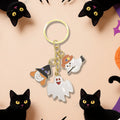 Gold Enamel Ghost Witch Cowboy Charm Keychain Three view 3