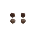 Taupe Amber Resin Drop Earrings Irregular Double Bead view 5