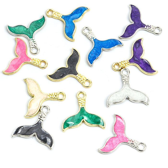 Enamel-Look Silver Gold Mermaid Tail Alloy Charms in 14 Styles