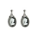 Silver-Tone Oval Cameo Lady Portrait Drop Earrings view 5
