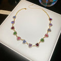 Gold Multicolor Heart Crystal Necklace and Bracelet Styles view 7
