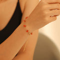 Gold Chain Coral Pink Natural Stone Necklace Bracelet view 2