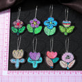 Silver Tone Colorful Flower Acrylic Long Hook Earrings in Eight Styles view 5