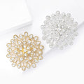 Round Crystal Sunburst Brooch in Silver or Gold Tone view 3
