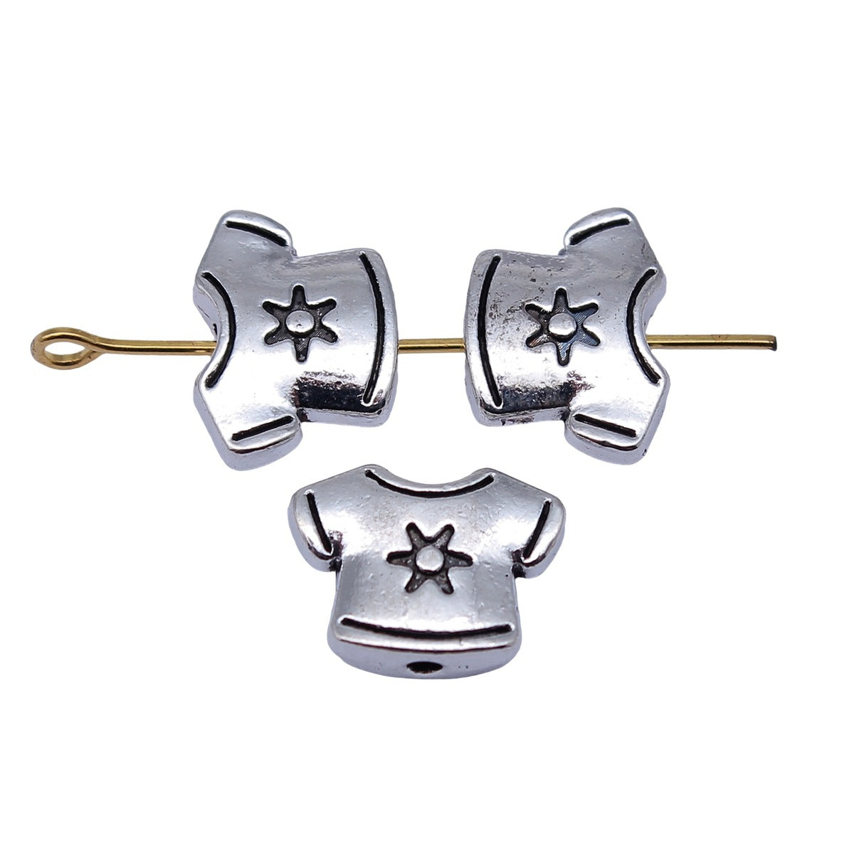 13x10x4.2mm 1.9g Antique Silver Zinc Alloy Baby Shirt Small Hole Beads for DIY Bracelet Jewelry Making