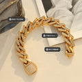Cuban Link Bracelet Zircon Pave Padlock Clasp Gold Steel view 2