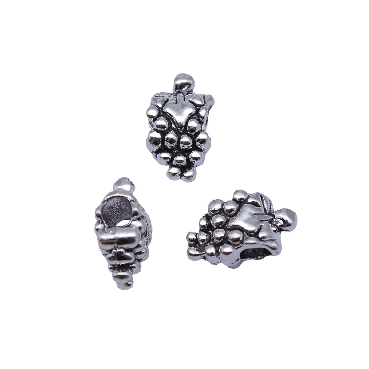 16x9.5x7.5mm 2.5g Antique Silver Zinc Alloy Grape Large Hole Spacer Beads for European Style Jewelry Making