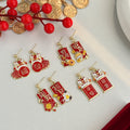Lunar Festival Red Gold Novelty Earrings in Four Styles view 2