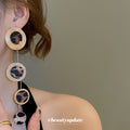 Leopard Print Graduated Disc Long Statement Drop Earrings view 3