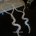 Silver Rhinestone Y Fringe Lariat Necklace One Style view 2
