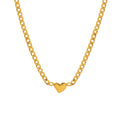 Heart Pendant Cuban Curb Chain Necklace Gold Steel Tone view 5