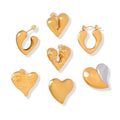 Heart Stud And Hoop Earrings Gold Steel Two-Tone Metal Styles view 5