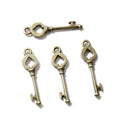 Vintage Key Charms in Antique Bronze and Silver Tone Finishes view 3