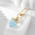 Gold Tone Transparent Strawberry Clip Keychains in Seven Colors view 3