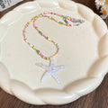 Rainbow Seed Bead Choker And Glitter Starfish Necklace view 7