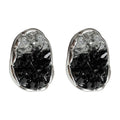 Silver Black Clear Crystal Glass Irregular Oval Stud Earrings view 5