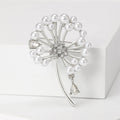 Gold Silver Pearl Dandelion Rhinestone Drop Brooch view 4