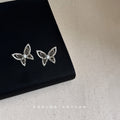 CZ Pavé Bow Butterfly Heart Flower Teardrop Stud Earrings view 12
