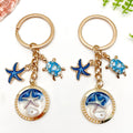 Six Blue Turtle Starfish Ocean Metal Keychain Designs view 1