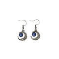 Silver Rhinestone Crescent Moon Evil Eye Hook Earrings view 5